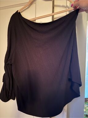 Maurices Off the Shoulder Black Ribbed Knit Top